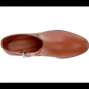 Coach | Shoes | Coach Womens Dannie Saddle Brown Booties Block Heel ...